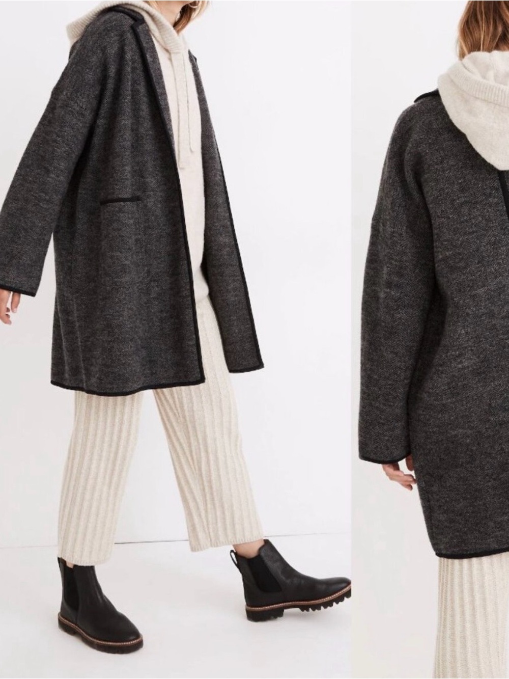 Madewell Charcoal Open-Front Knit Cardigan
